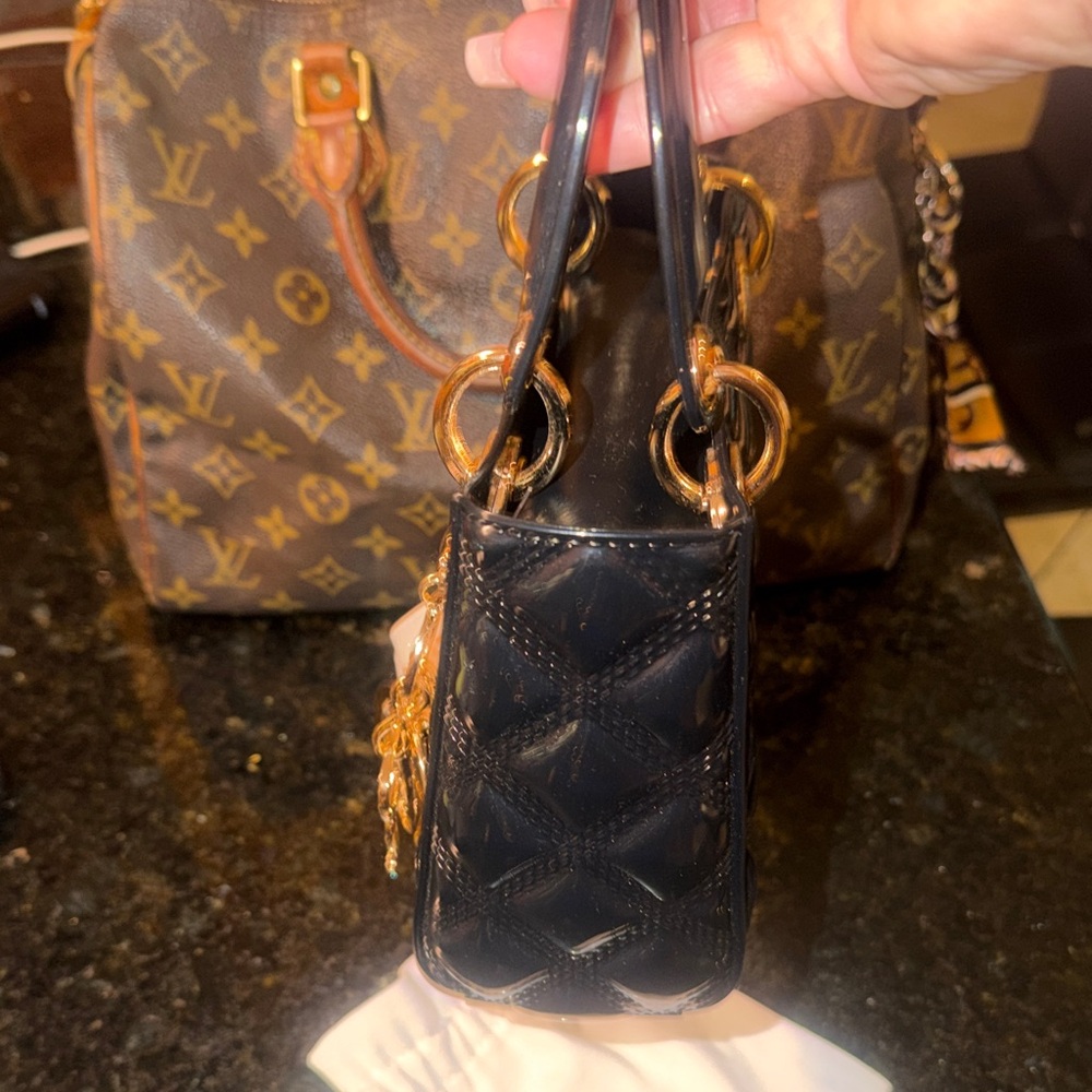 Unbranded Black Mini Bag with Gold Dior Accents - Picture 6 of 7